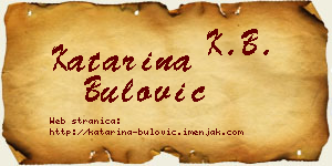 Katarina Bulović vizit kartica